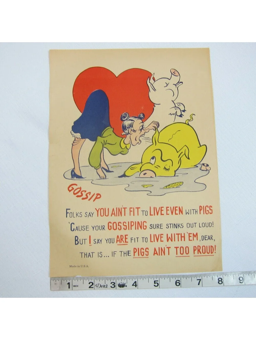 Vintage Vinegar Valentine Gossip Penny Dreadful Sarcasm Insult Poem Ephemera
